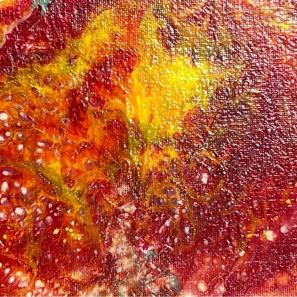 Vibrant Abstract Canvas Art in Red and Yellow - Picture 2 of 3